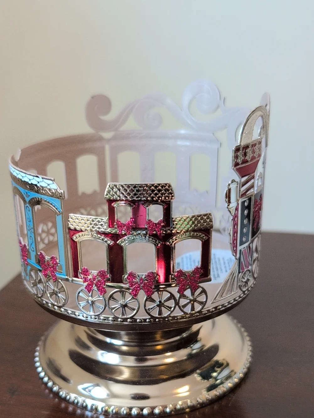 Bath And Body Works Holiday Train Glitter 3-wick Candle Holder